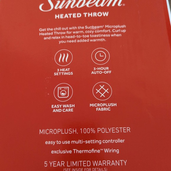 Sunbeam Micro Plush Heated Throw Blanket - Picture 8 of 8
